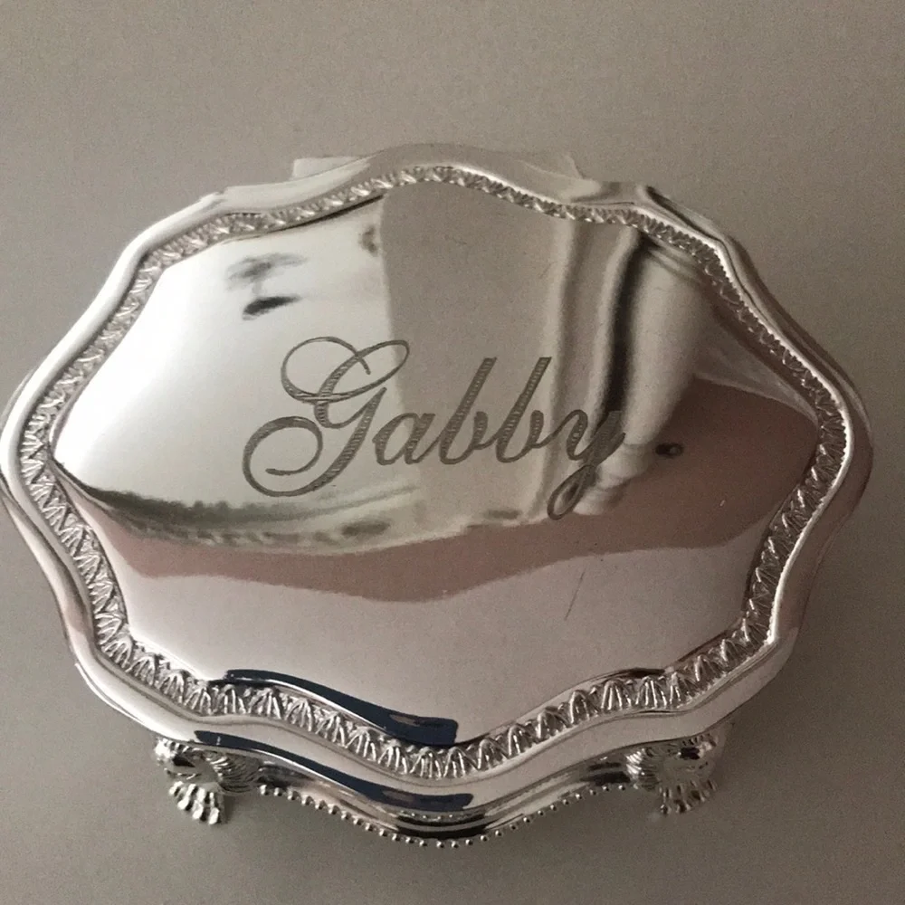 Personalized name silver decorative Jewelry box Gabby